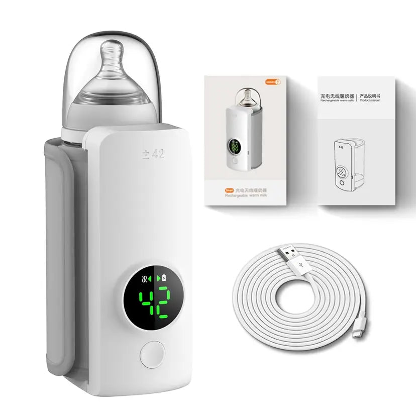 Portable Bottle Warmer with Display for Travel, 6000mAh Battery-Powered